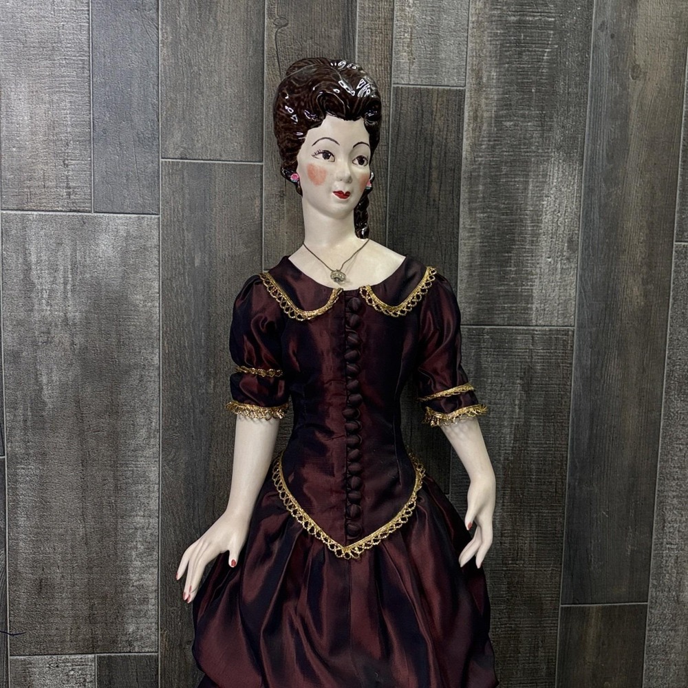 Large Jamar Mallory Studio Porcelain Doll Victorian Dress Stand Display